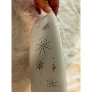Vintage Glasbake Blue Atomic Starburst Divided Milk Glass Casserole Dish J-2352